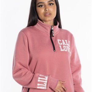 MAUVE  "CALI LOVE" HALF-ZIP SWEATSHIRT